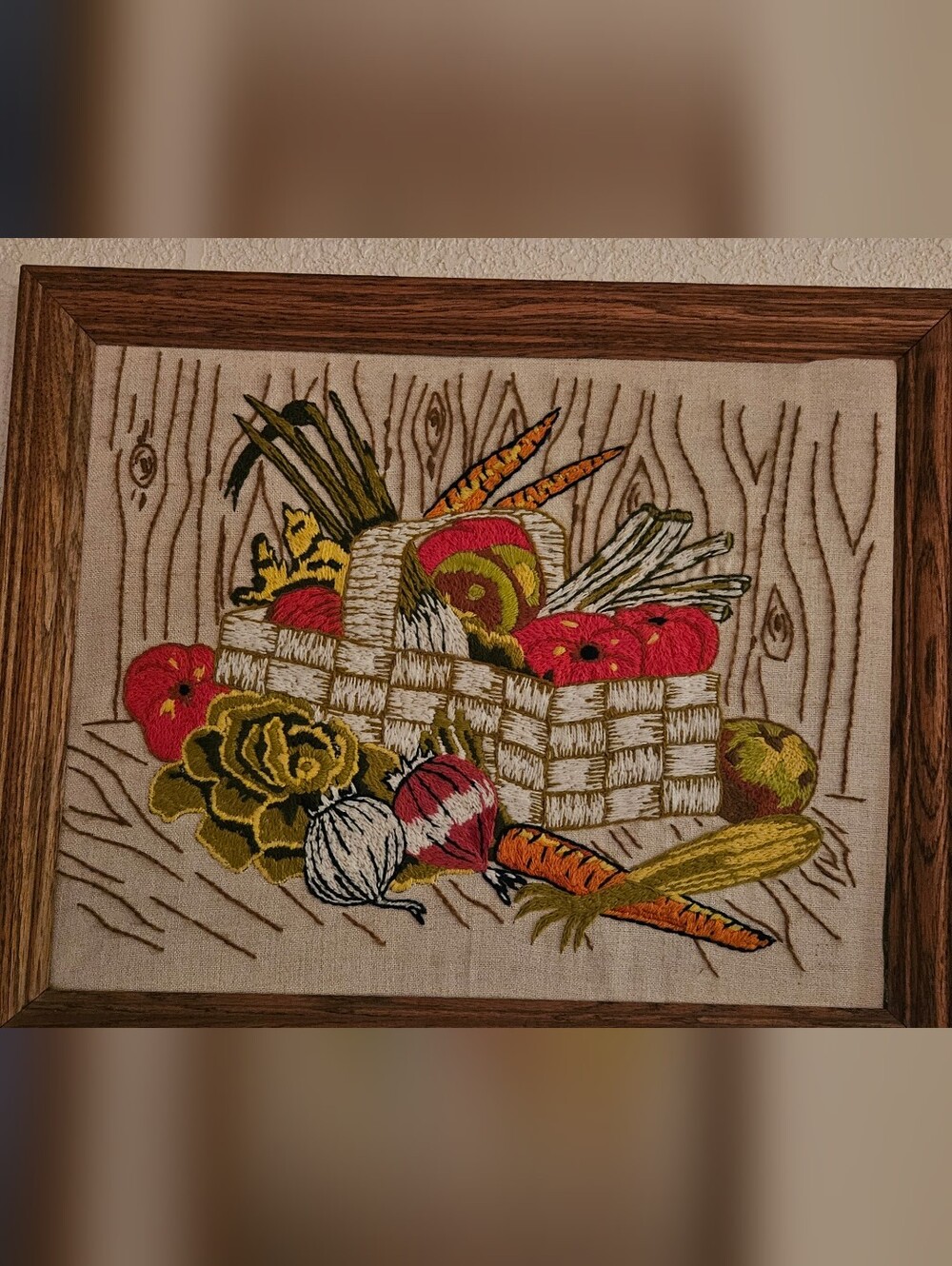 Vintage Crewel Embroidery Vegtable - Picture 2 of 8